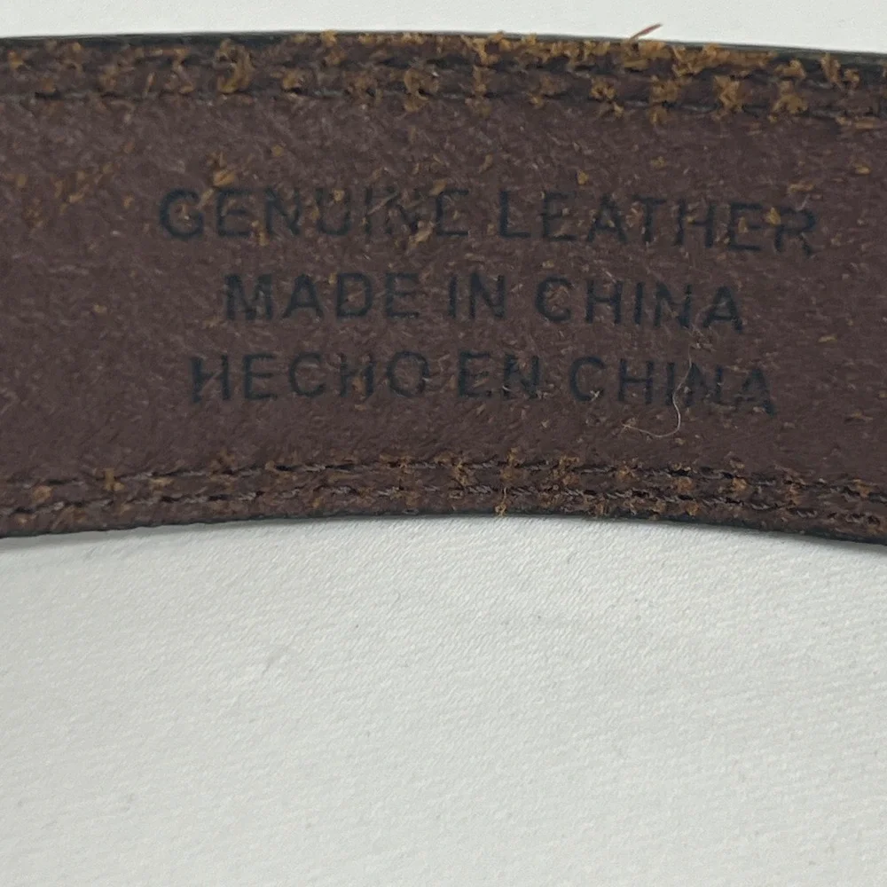 Dockers Mens Dark Brown Genuine Leather Belt Silver Buckle Size 32/80